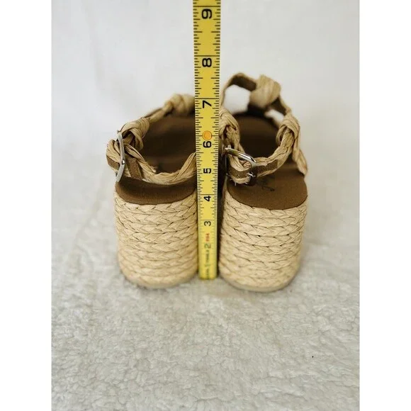 Free People Raffia Rendevous Platform Sandals Beige Braided Weave Shoes 39 US 9 - Picture 8 of 11
